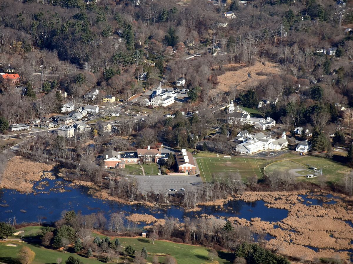 Wayland town center from above, Wayland, Massachusetts